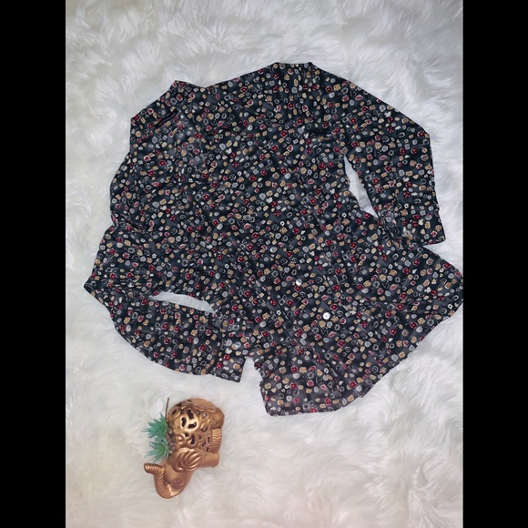 NWOT Impressions pattern vintage button down top - Picture 2 of 7